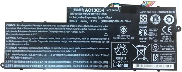 Replacement AC13C34 Battery for Acer V5-122P / V5-132 – 11.4V 30Wh (OEM-Compatible)