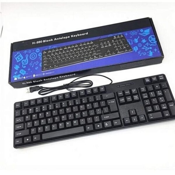HP Antelope USB Wired Keyboard – Full-Size QWERTY Layout with Spill-Resistant Design – Reliable Typing for Office, School, or Home