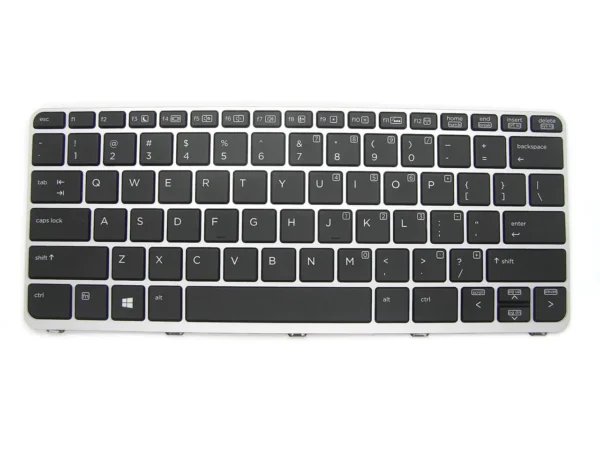 OEM Replacement Keyboard for HP EliteBook Folio 1020 G1 / 1020 G2 / 1030 G1 – US Backlit – Silver Frame – Black Keys Design