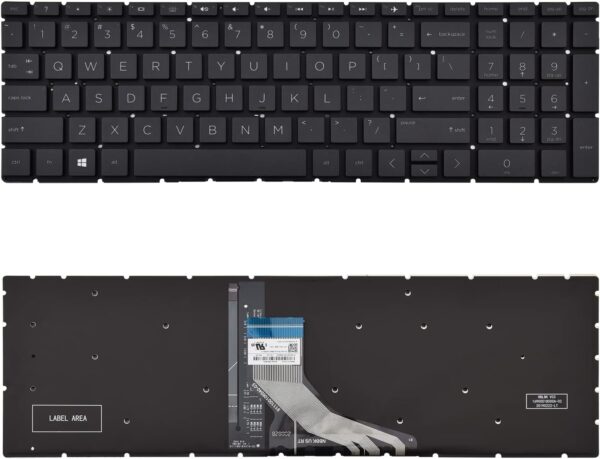 Original Keyboard for HP Pavilion 15-dk / 15-da Series – US Layout, White Backlit, Frameless – With Numeric Keypad – OEM Replacement